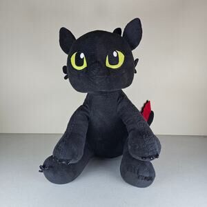 TOOTHLESS Build‎ a Bear HOW TO TRAIN YOUR DRAGON Black Red Flag Tail W/wings